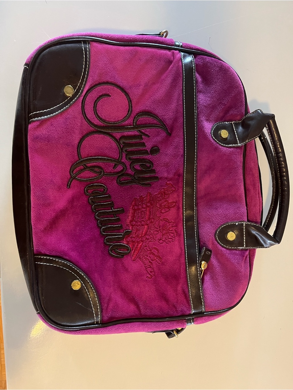 Vintage Y2K Juicy Couture Fuchsia and Brown Laptop Tote